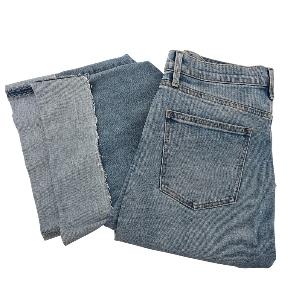 Pistola Lana Crop Wide Leg Jeans in Snowcat Raw Hem Cuffed Blue Denim Size 31 - Picture 6 of 12